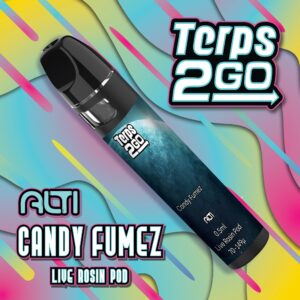 Candy Fumez Terps2Go live rosin pods by ALTI with candy gas terpene profile and smooth solventless vapor
